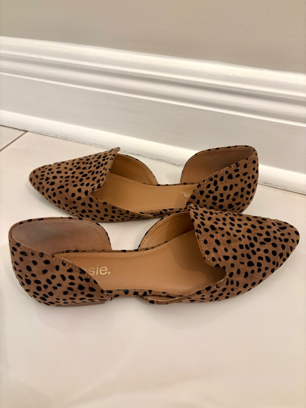 Kensie Tan and Black Cheetah-Print D'Orsay Flats
